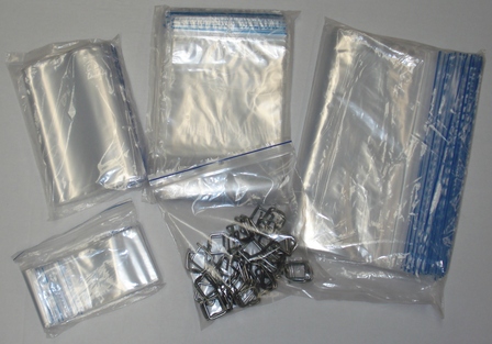 AIRLINE USE RESEALABLE PLASTIC BAGS 195mm x 195mm x 50mu 
